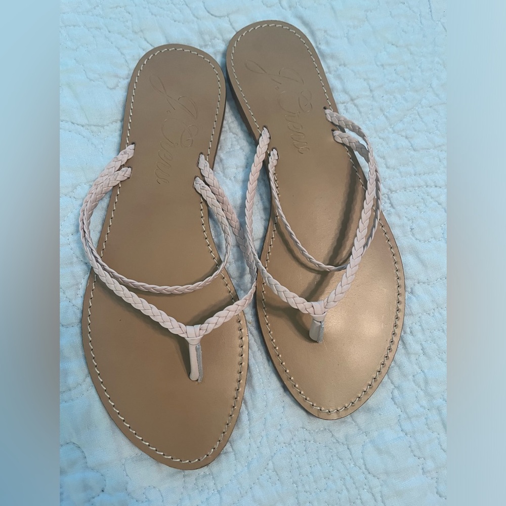 J. Crew women’s pink braided leather sandals size 9 EUC